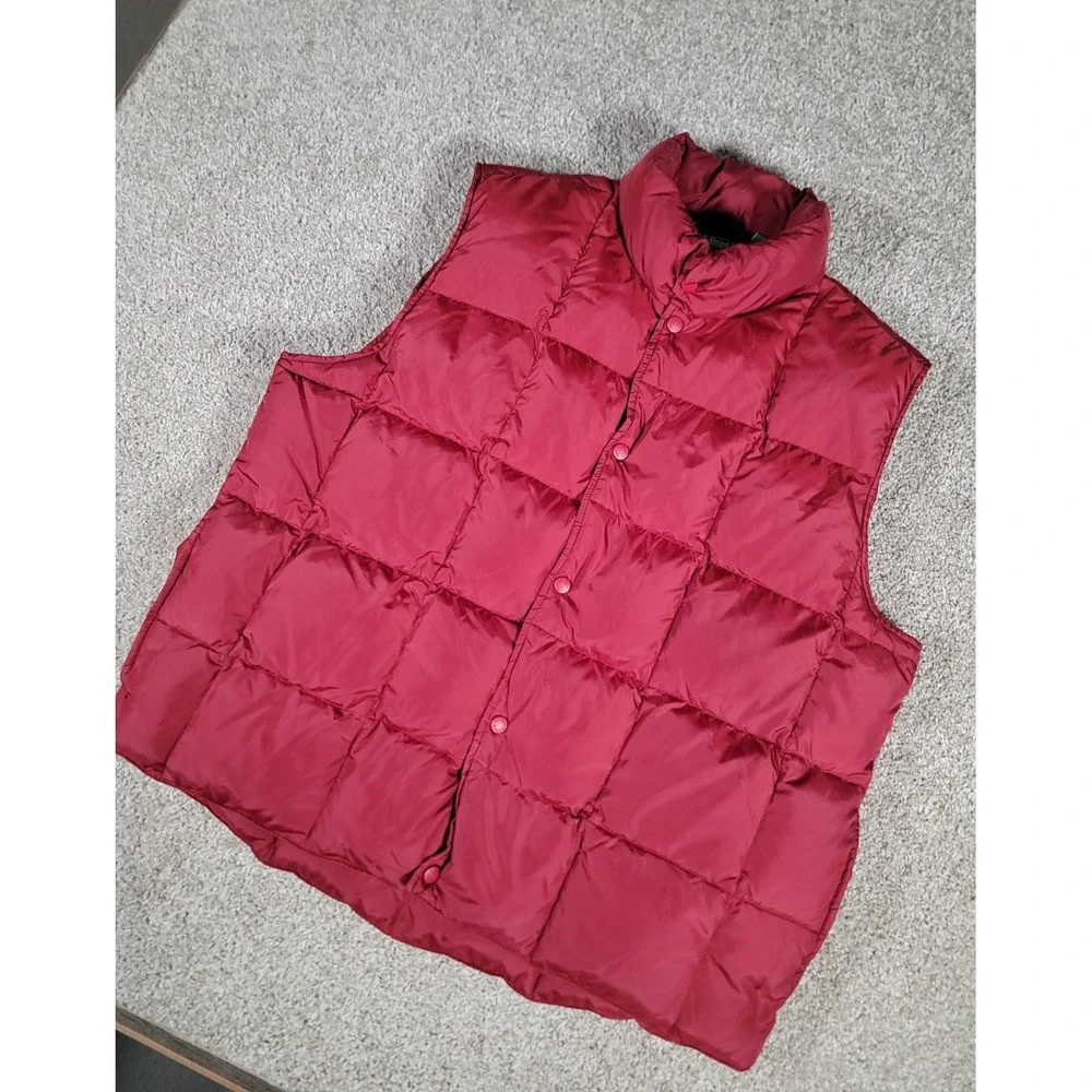VTG LL Bean Goose Down Puffer Vest Snap Button Hiking Trail Camping XL Mens Warm